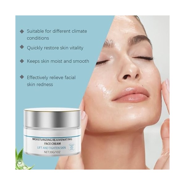 Crème hydratante pour le visage - 30 g - Crème hydratante quotidienne à absorption rapide - Crème pour peaux sèches à très sè