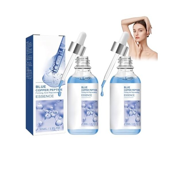 Copper Peptide Sérum Visage Skincare - Lot de 2 sérums anti-âge pour le visage - Sérum anti-rides - Raffermit la peau, les pe