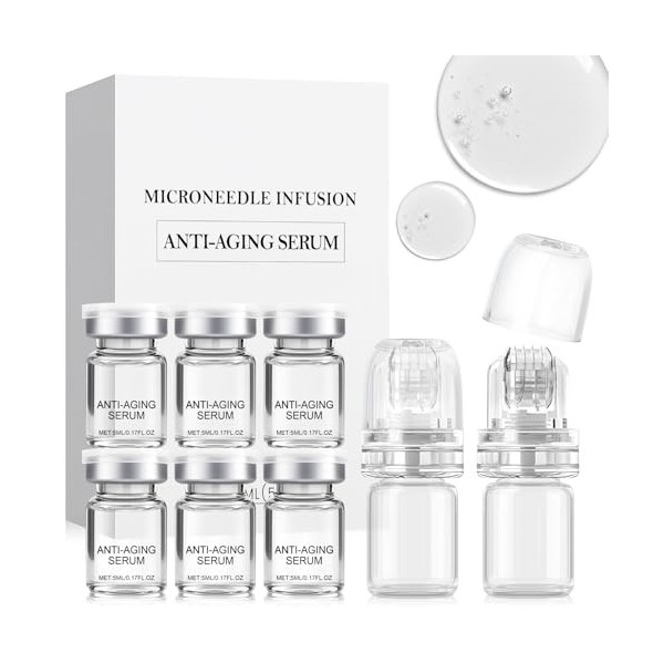 Micro Infusion Visage, Microneedling Serum, Microneedling Visage con 6 PCS Microneedling Serum+2 PCS Microneedling Hydratant,