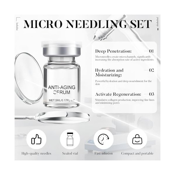 Micro Infusion Visage, Microneedling Serum, Microneedling Visage con 6 PCS Microneedling Serum+2 PCS Microneedling Hydratant,
