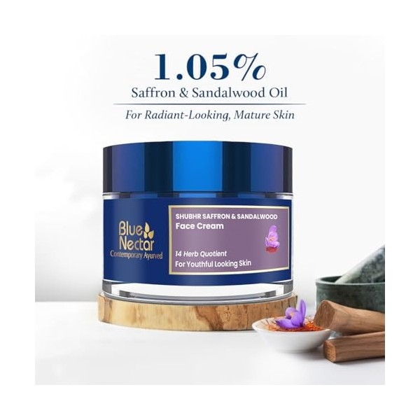 Blue Nectar Anti Ageing Day and Night Brightening Face Cream for Wrinkles with Pure Saffron Sandalwood No Parabens or Minera ...
