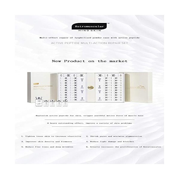 Poudre lyophilisée peptidique active, répare les cellules de la peau, contient de lessence réparatrice hydratante et anti-âg