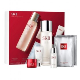 SK-II Pitera Bestsellers Lot de 6 essences de traitement du visage de 218,3 g, lotion transparente de 28,3 g, crème Skinpower