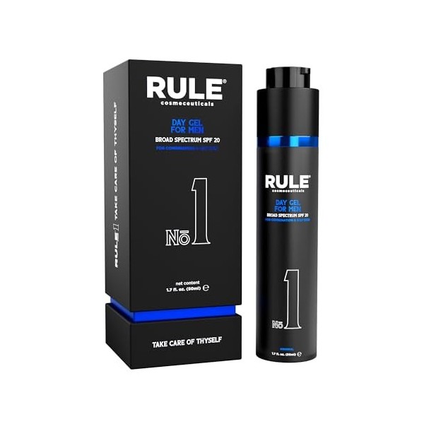 Rule Crème hydratante 10 en 1 pour homme avec SPF 20 – Hydratant visage anti-âge pour homme avec collagène, extrait de réglis