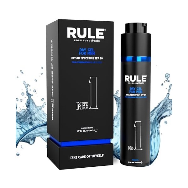 Rule Crème hydratante 10 en 1 pour homme avec SPF 20 – Hydratant visage anti-âge pour homme avec collagène, extrait de réglis