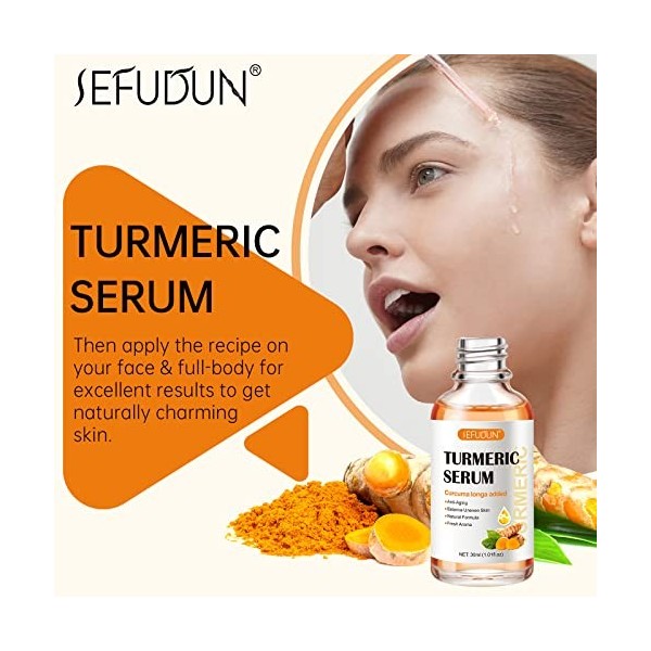 Sérum de Curcuma Pour Lélimination Des Taches Sombres, Huile de Sérum Correcteur de Taches Sombres au Curcuma Pour Le Visage ...