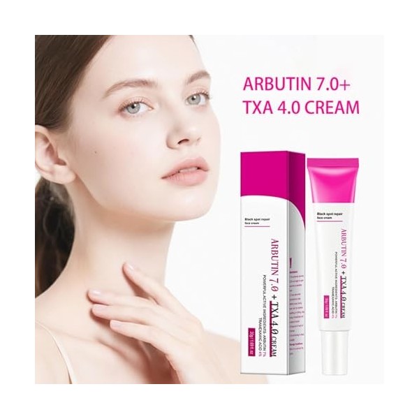 Arbutin 7% + Tranexamic Acid 4% Cream, Creme Eclaircissante Peau Noir Puissant, Even out Tone, Anti-Pigmentation, Black Spot ...