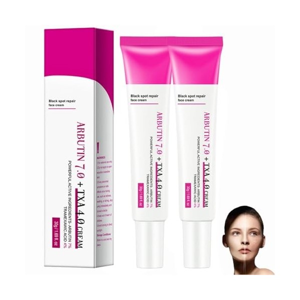 Arbutin 7% + Tranexamic Acid 4% Cream, Creme Eclaircissante Peau Noir Puissant, Even out Tone, Anti-Pigmentation, Black Spot ...