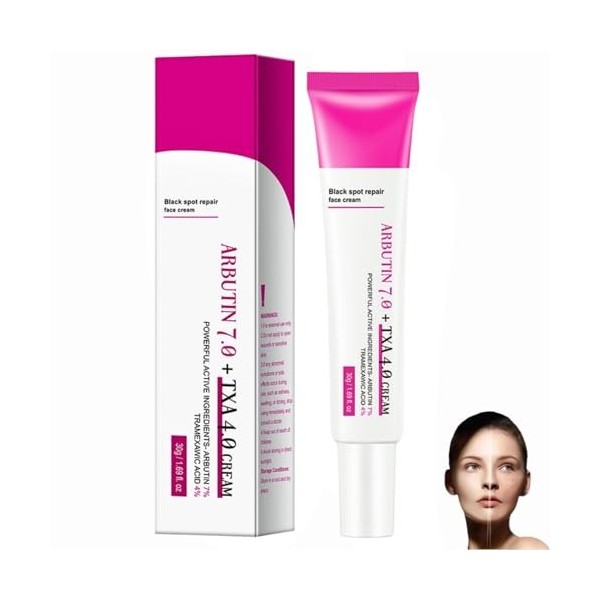 Arbutin 7% + Tranexamic Acid 4% Cream, Creme Eclaircissante Peau Noir Puissant, Even out Tone, Anti-Pigmentation, Black Spot ...