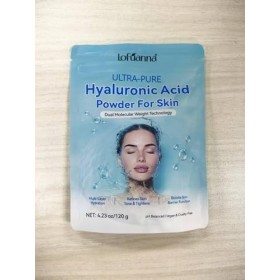 Poudre dAcide Hyaluronique - 120g Hyaluronic Acid Powder Visage & Corps, Technologie Double Poids Moléculaire, Hydratation P