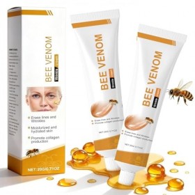 2 pièces Crème Anti-Rides au Venin dAbeille, Crème Hydratante Raffermissante pour le Visage et le Cou, Crème Hydratante Anti ...
