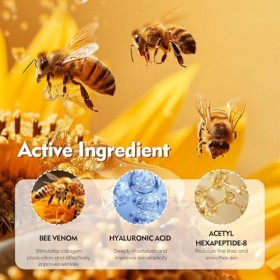 2 pièces Crème Anti-Rides au Venin dAbeille, Crème Hydratante Raffermissante pour le Visage et le Cou, Crème Hydratante Anti ...