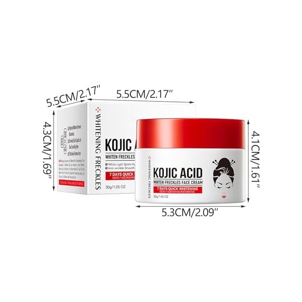 Crème Blanchissante à LAcide Kojique, Creme Eclaircissante Peau Noir Puissant, Anti-Rides, éclaircissant, Hydratant En Profo ...