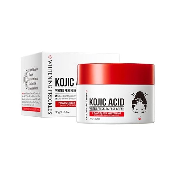 Crème Blanchissante à LAcide Kojique, Creme Eclaircissante Peau Noir Puissant, Anti-Rides, éclaircissant, Hydratant En Profo ...