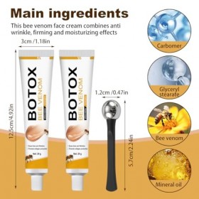 GXGM 2 tubes Traitement anti-rides au venin dabeille, adapté au visage et au cou, et à tous les types de peau. 1 applicateu