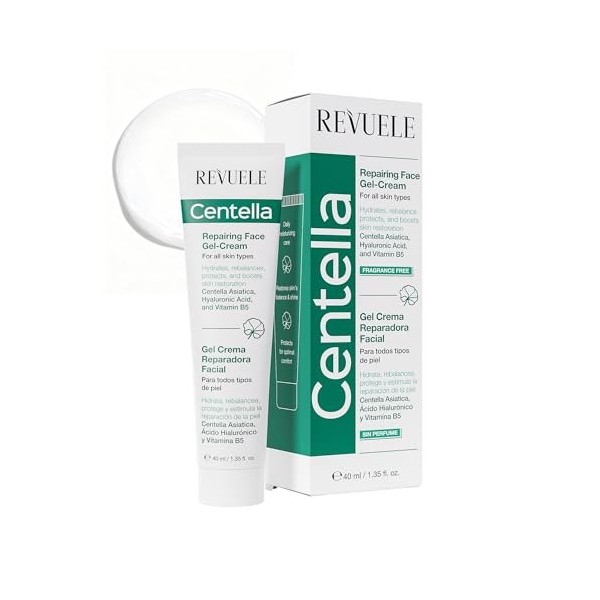 REVUELE Centella Gel-Crème Visage Réparatrice – Gel-crème léger rééquilibrant avec CICA, Acide Hyaluronique et Vitamine B5, H
