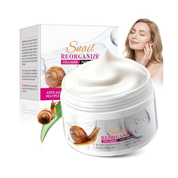 Creme collagene visage,100g Crème hydratante visage,à l’Extrait d’Escargot,Soin du visage soin de la peau pour une hydratatio