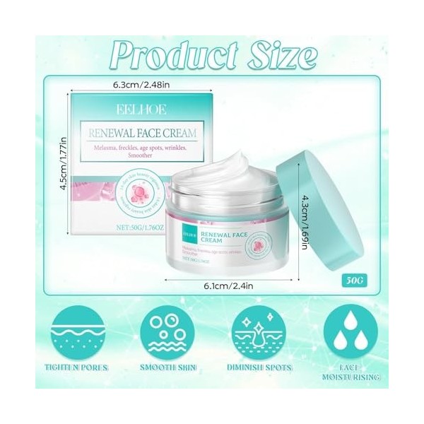 Renewal Face Cream, Anti-Wrinkle Facial Cream, Anti Tache Visage, Brightening Cream, Skin Care Facial Moisturizer, Dark Spot 