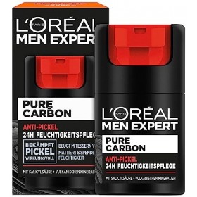 LOréal Men Expert Soin hydratant anti-boutons - Lutte efficacement contre les boutons - Carbone pur - 1 x 50 ml Crème Jour et...