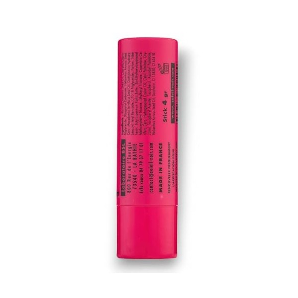 Soleil Noir - Stick Lèvres Goût Fraise - SPF 30, Haute Protection Solaire - Nourrit, Hydrate, Protège - Huile de Macadamia, B