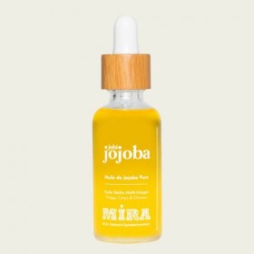 Mira Huile de Jojoba équitable 50ml - 100% Pure, Naturelle, Préssée à froid - Flacon en verre + pipette en bambou - Huile de 