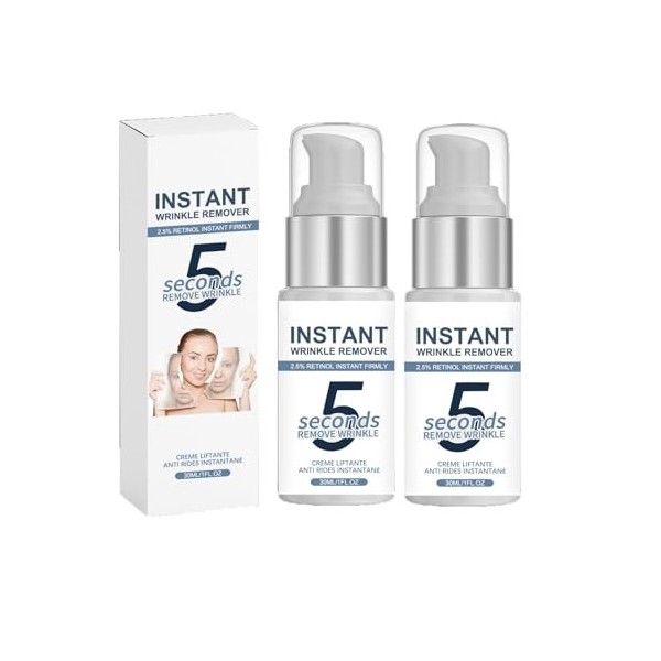 Crème anti-rides 5 secondes, au rétinol, crème anti-rides à effet immédiat, réduit les ridules, raffermit la peau, crème anti...