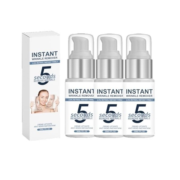 Crème anti-rides 5 secondes, au rétinol, crème anti-rides à effet immédiat, réduit les ridules, raffermit la peau, crème anti...