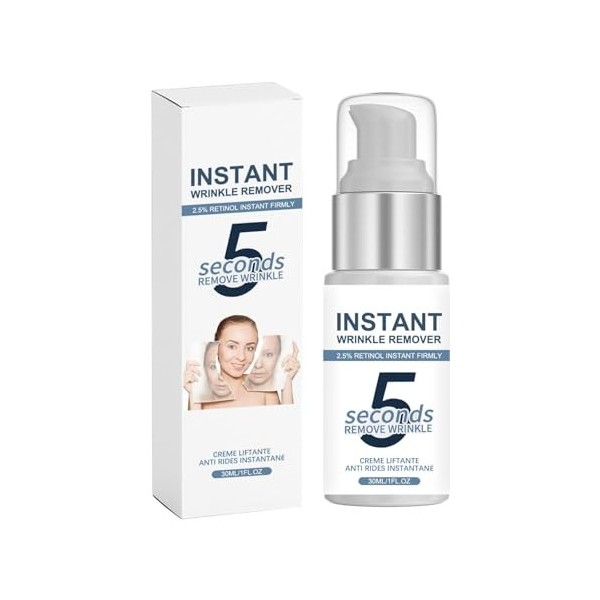 Crème anti-rides 5 secondes, au rétinol, crème anti-rides à effet immédiat, réduit les ridules, raffermit la peau, crème anti...
