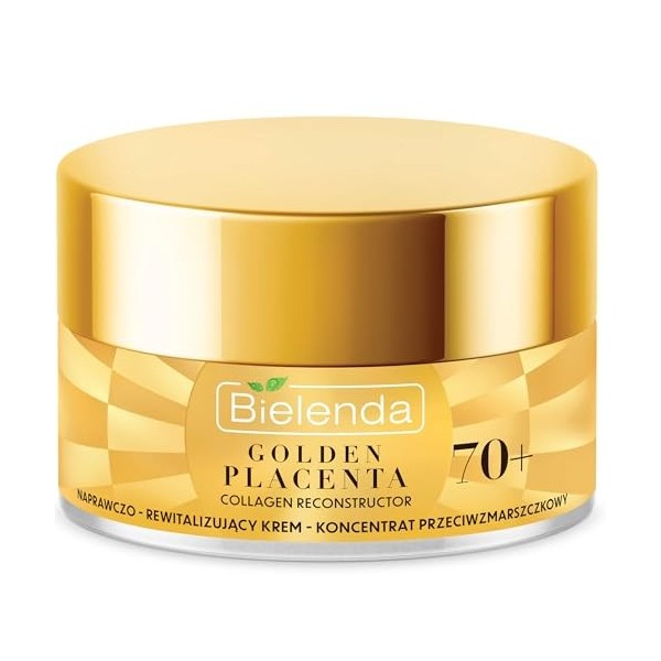 Bielenda Golden Placenta Collagène Reconstructeur Réparateur Revitalisant Anti-Rides 70+ Jour/Nuit 50 ml