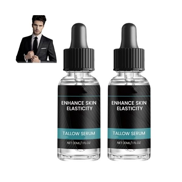 Sérum de suif de bœuf pour hommes - Sérum anti-rides et booster lélasticité avec vitamine C, sérum pour le visage hydratant ...