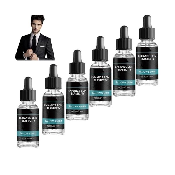 Sérum de suif de bœuf pour hommes - Sérum anti-rides et booster lélasticité avec vitamine C, sérum pour le visage hydratant ...