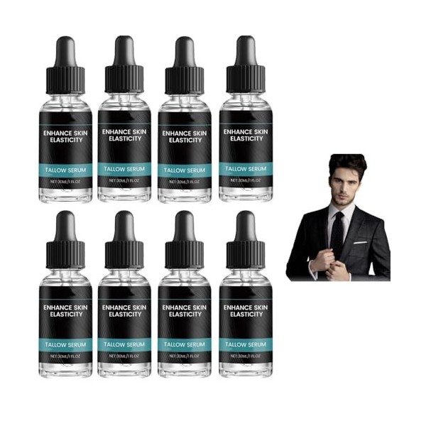 Sérum de suif de bœuf pour hommes - Sérum anti-rides et booster lélasticité avec vitamine C, sérum pour le visage hydratant ...