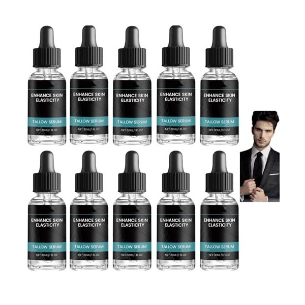 Sérum de suif de bœuf pour hommes - Sérum anti-rides et booster lélasticité avec vitamine C, sérum pour le visage hydratant ...
