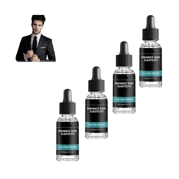 Sérum de suif de bœuf pour hommes - Sérum anti-rides et booster lélasticité avec vitamine C, sérum pour le visage hydratant ...