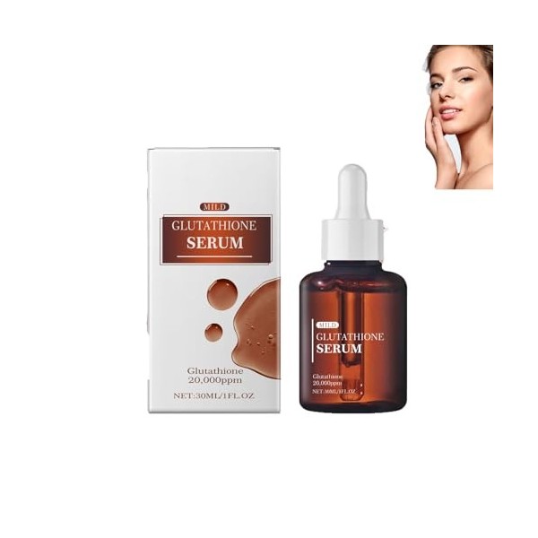 Sérum au glutathion, 20 000 ppm avec niacinamide et acide hyaluronique–Anti-âge, hydratation en profondeur, traitement des ta...