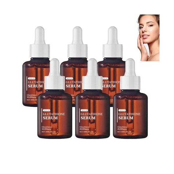 Sérum au glutathion, 20 000 ppm avec niacinamide et acide hyaluronique–Anti-âge, hydratation en profondeur, traitement des ta...
