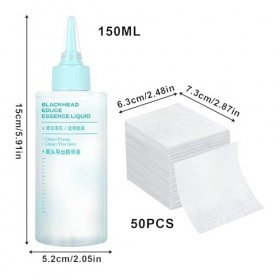 Nose Skin Cleaner Liquid | Face Nose Skin Dirt Cleaner Liquid - 150ml Refreshing Solution Fast-Absorbing with 50 Cotton Pads 