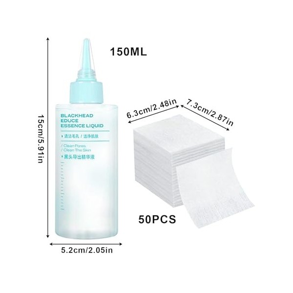 Nose Skin Cleaner Liquid | Face Nose Skin Dirt Cleaner Liquid - 150ml Refreshing Solution Fast-Absorbing with 50 Cotton Pads 