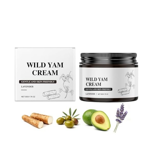 Crème à l’Igname Sauvage, Crème Hydratante Végétale avec Extrait d’Igname Sauvage & Lavande, Lotion Hydratante Visage & Corps...