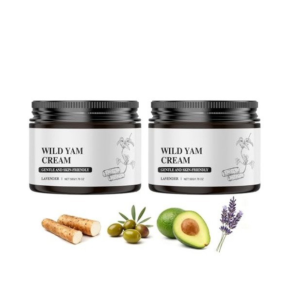 Crème à l’Igname Sauvage, Crème Hydratante Végétale avec Extrait d’Igname Sauvage & Lavande, Lotion Hydratante Visage & Corps...