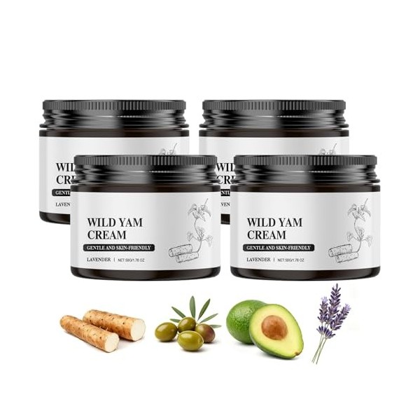 Crème à l’Igname Sauvage, Crème Hydratante Végétale avec Extrait d’Igname Sauvage & Lavande, Lotion Hydratante Visage & Corps...