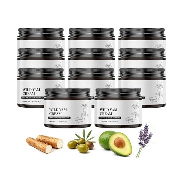 Crème à l’Igname Sauvage, Crème Hydratante Végétale avec Extrait d’Igname Sauvage & Lavande, Lotion Hydratante Visage & Corps...
