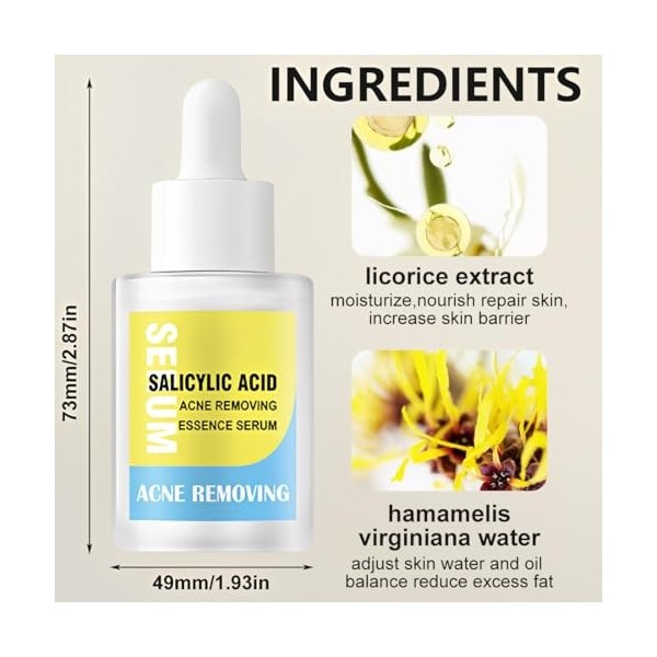Teegxddy 2 Pièces Sérum anti-acné, Améliore efficacement les boutons et les imperfections, Skin care, 30ml
