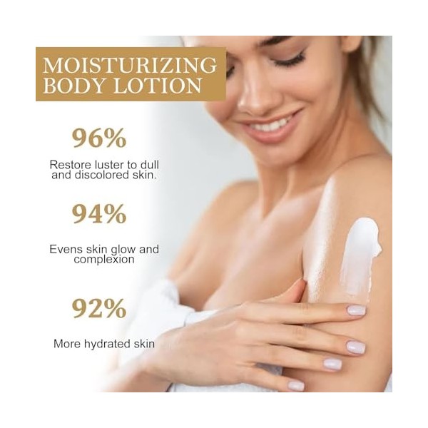 Lait Corporel Eclaircissant, Crème éclaircissante pour la Peau, Hydrate en Profondeur & Non Collant, Lotion pour le corps écl
