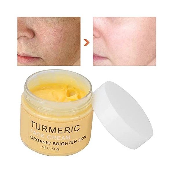 Crème pour le Visage au Curcuma, Crème de Curcuma éclaircissante pour la Peau Hydratante pour le Soin Réparateur Hydratant du