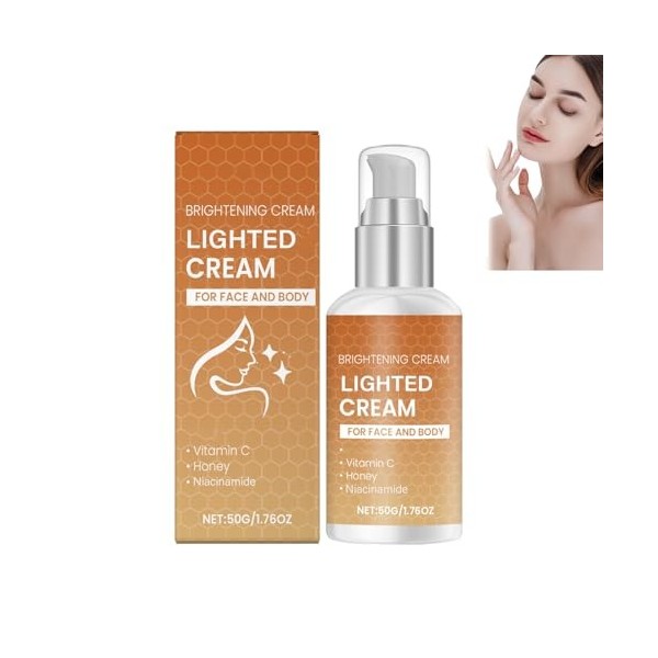 Crème visage éclaircissante à la vitamine C et à la niacinamide, hydratante et blanchissante pour peaux sèches, éclaircissant...
