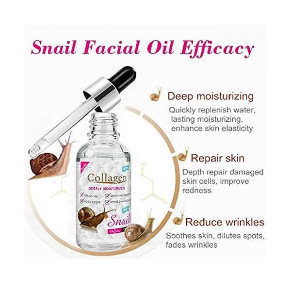 Huile pour le Visage, Huile de Visage Descargot Sérum Dhuile pour le Visage Récupération du Visage Hydratant Anti-âge Hydra