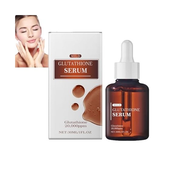 Sérum au glutathion à 20 000 ppm, sérum visage pour un teint uniforme, sérum éclaircissant à la niacinamide pour un teint ter...