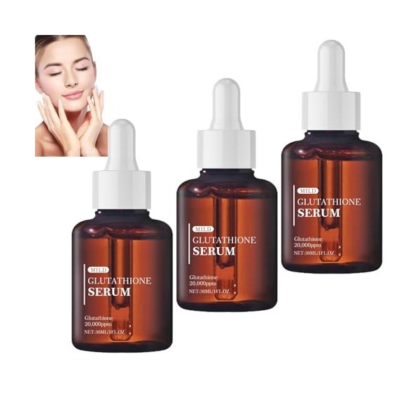 Sérum au glutathion à 20 000 ppm, sérum visage pour un teint uniforme, sérum éclaircissant à la niacinamide pour un teint ter...