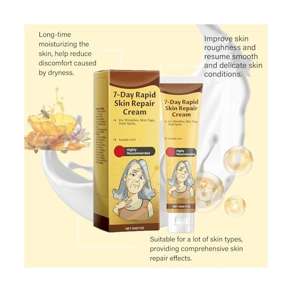 Crème réparatrice rapide de la peau 7 jours, crème pour la peau tout-en-un, crème intense pour la peau, crème de traitement d...